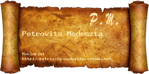 Petrovits Modeszta névjegykártya